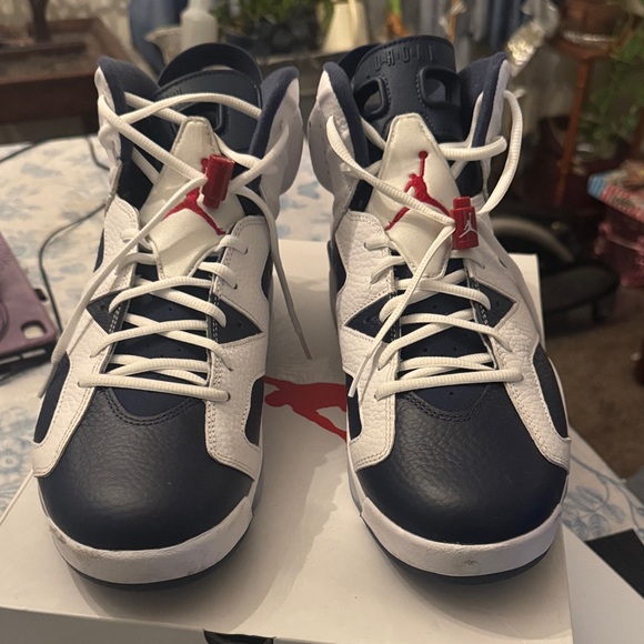 Nike Athletic Shoes - White and Blue with Red Accents